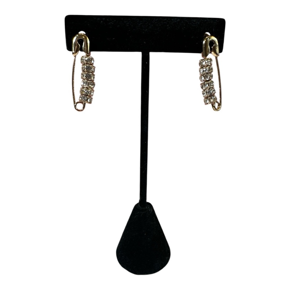 Karl Lagerfeld NWT Gold and Silver Safety Pin Earrings - Picture 3 of 7